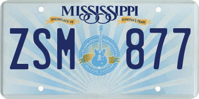 MS license plate ZSM877