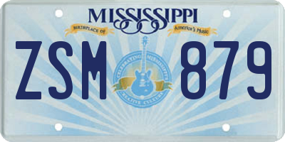 MS license plate ZSM879