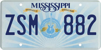 MS license plate ZSM882