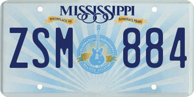 MS license plate ZSM884