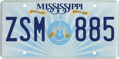 MS license plate ZSM885