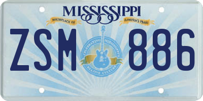 MS license plate ZSM886
