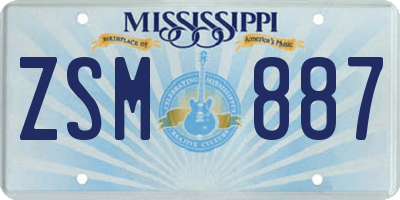 MS license plate ZSM887