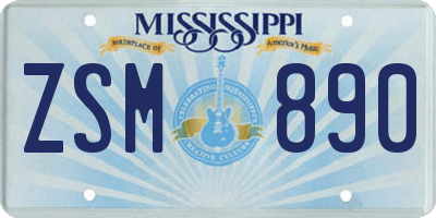 MS license plate ZSM890