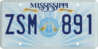MS license plate ZSM891