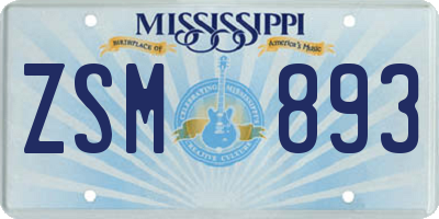 MS license plate ZSM893