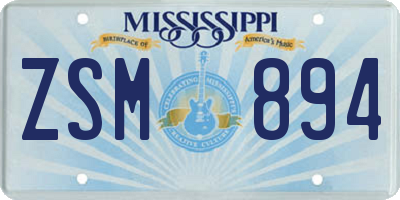 MS license plate ZSM894