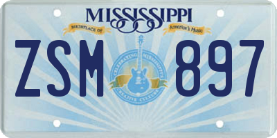 MS license plate ZSM897