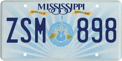 MS license plate ZSM898