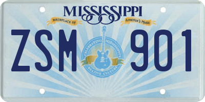MS license plate ZSM901