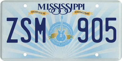 MS license plate ZSM905
