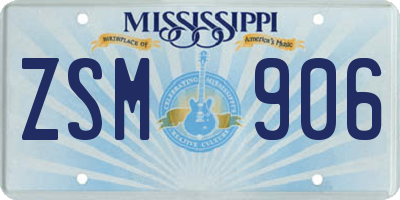 MS license plate ZSM906
