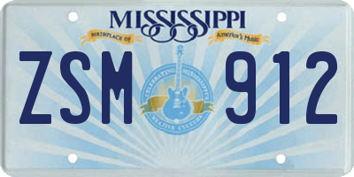 MS license plate ZSM912
