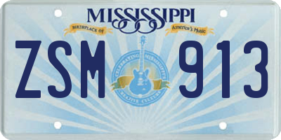 MS license plate ZSM913