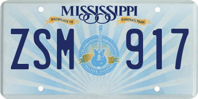 MS license plate ZSM917