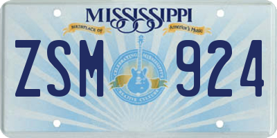 MS license plate ZSM924