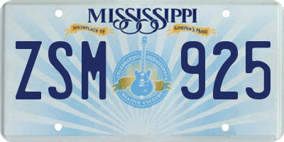 MS license plate ZSM925