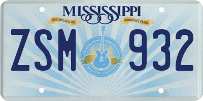 MS license plate ZSM932