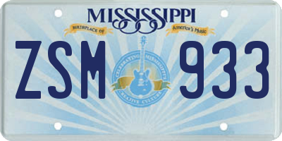 MS license plate ZSM933