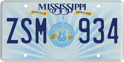 MS license plate ZSM934
