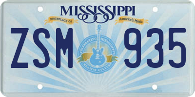 MS license plate ZSM935
