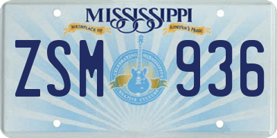 MS license plate ZSM936