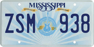MS license plate ZSM938
