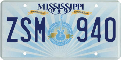 MS license plate ZSM940