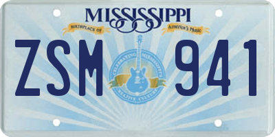 MS license plate ZSM941