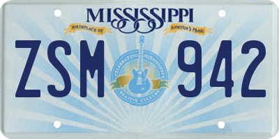 MS license plate ZSM942
