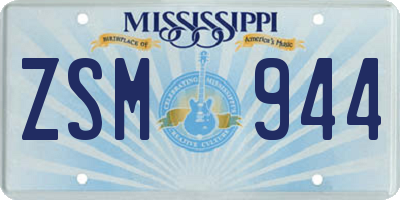 MS license plate ZSM944