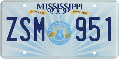 MS license plate ZSM951