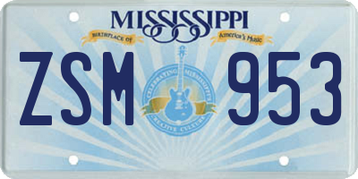 MS license plate ZSM953