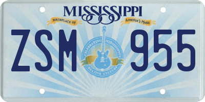 MS license plate ZSM955