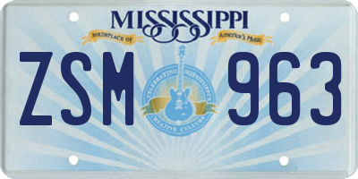 MS license plate ZSM963