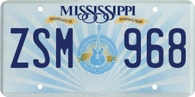MS license plate ZSM968