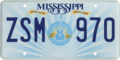 MS license plate ZSM970