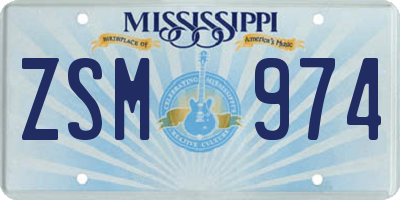 MS license plate ZSM974