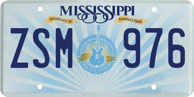 MS license plate ZSM976