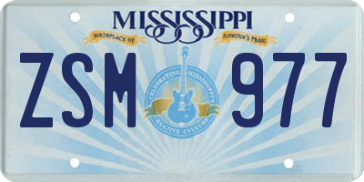 MS license plate ZSM977