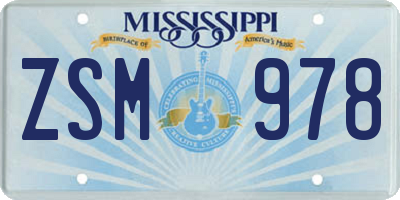 MS license plate ZSM978