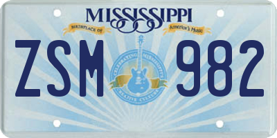 MS license plate ZSM982