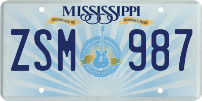 MS license plate ZSM987