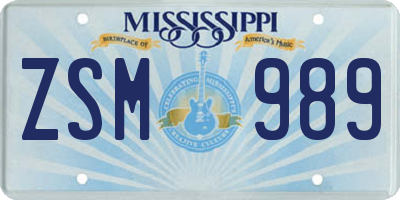 MS license plate ZSM989
