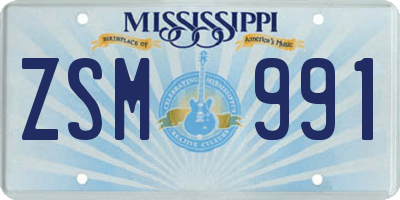 MS license plate ZSM991