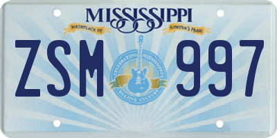 MS license plate ZSM997