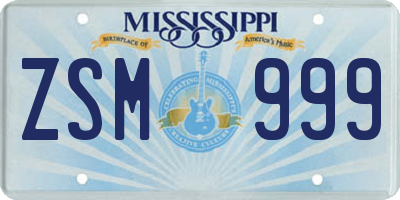 MS license plate ZSM999