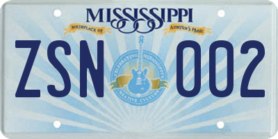 MS license plate ZSN002