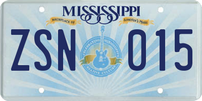 MS license plate ZSN015
