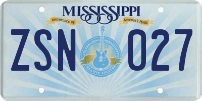 MS license plate ZSN027